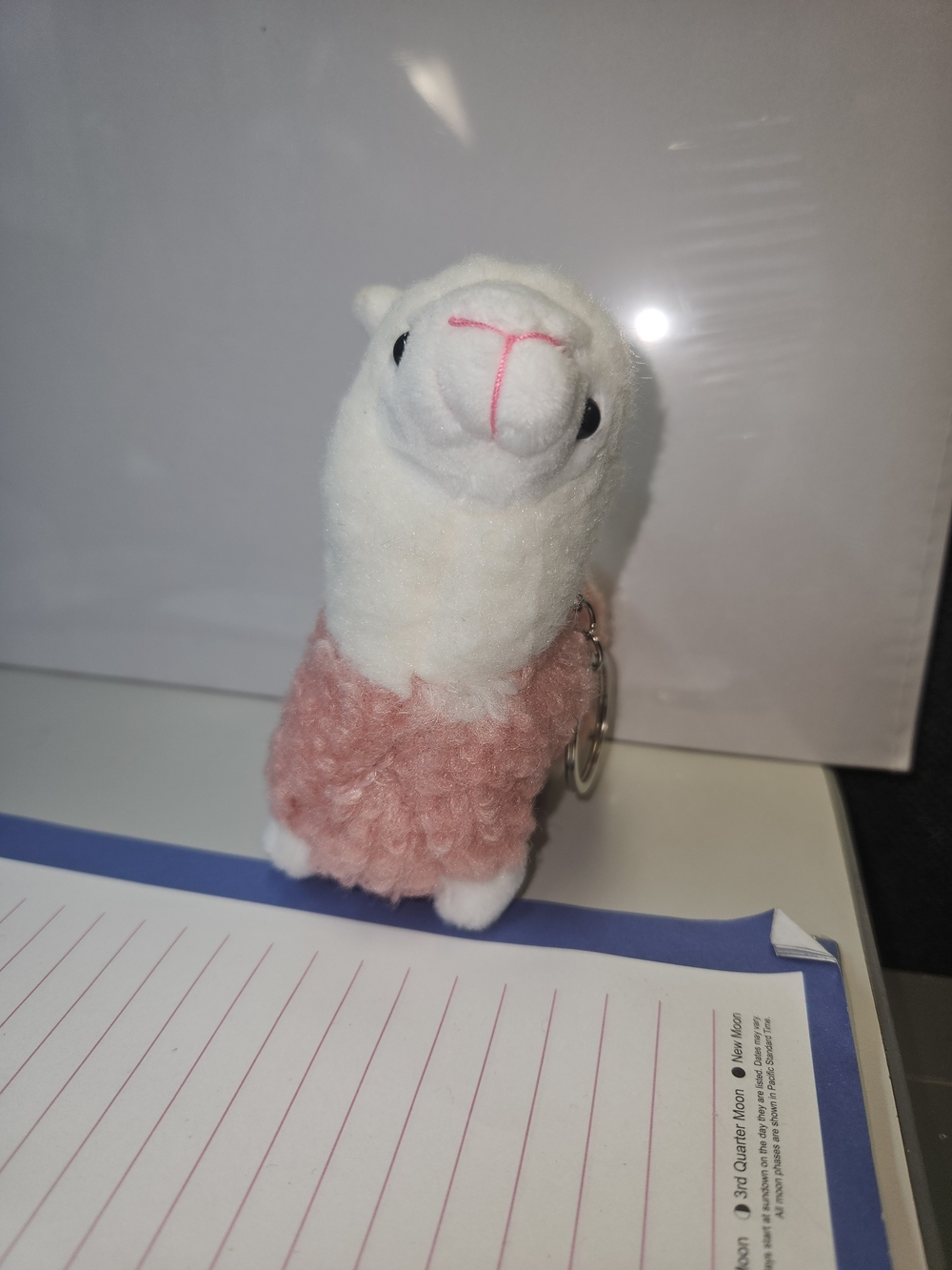 Plush Alpaca Key & Card Holder Keychain - Pink and White